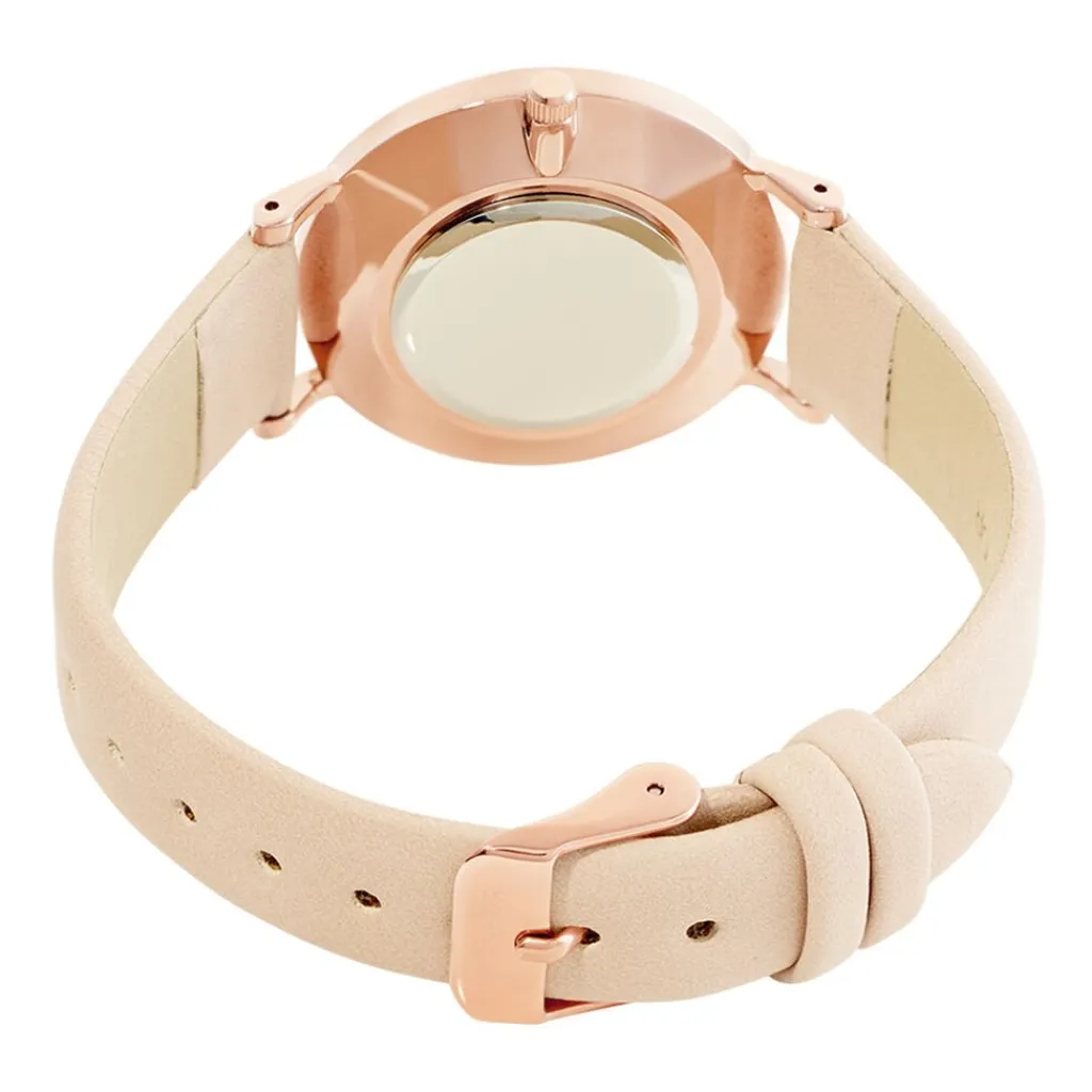 CODHOR Montre Cindy Rose cadran doré rose fond rose bracelet synthétique nude Discount