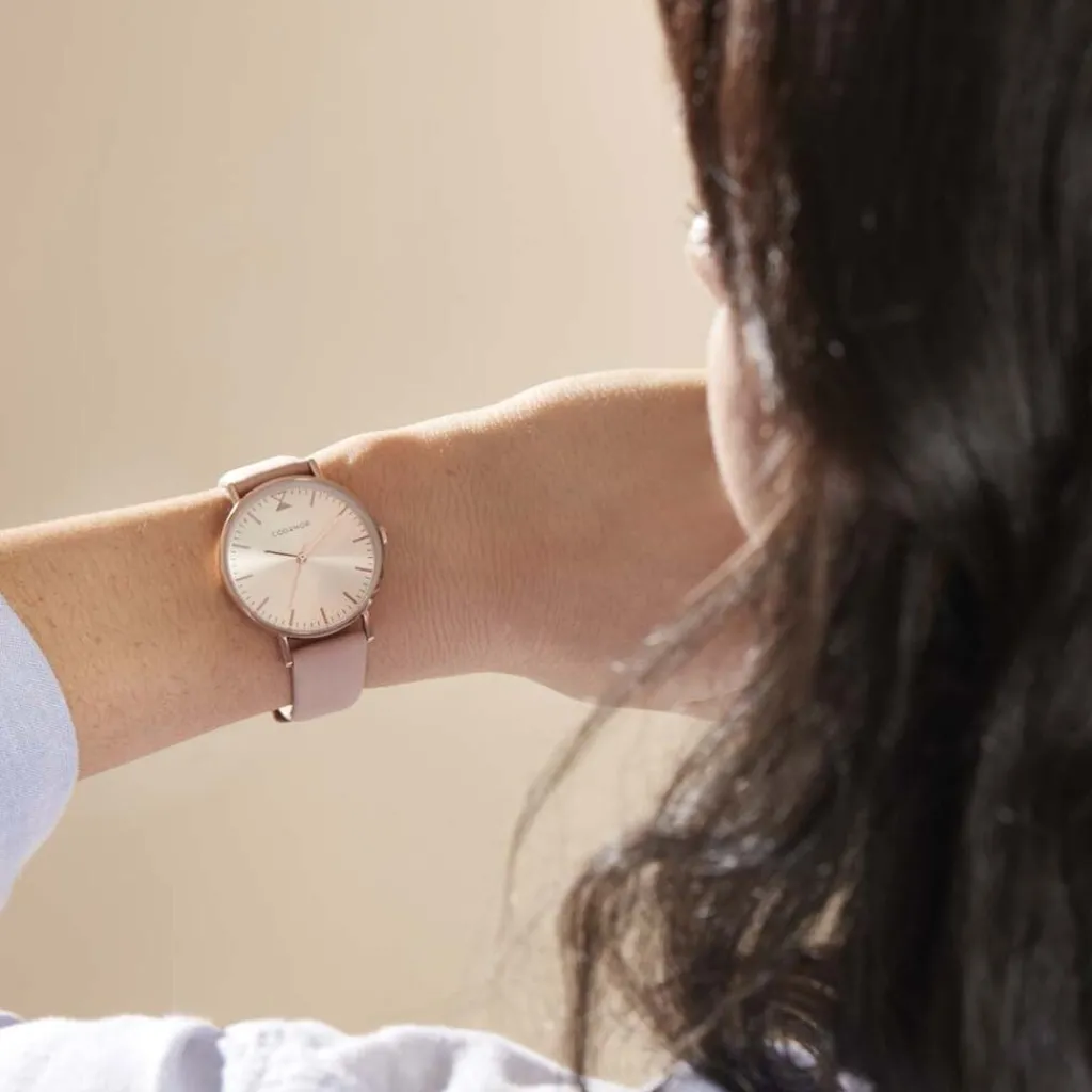 CODHOR Montre Cindy Rose cadran doré rose fond rose bracelet synthétique nude Discount