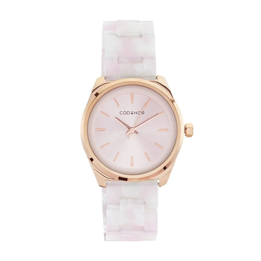 CODHOR Montre Clea Rose cadran doré rose fond rose bracelet acetate rose Online