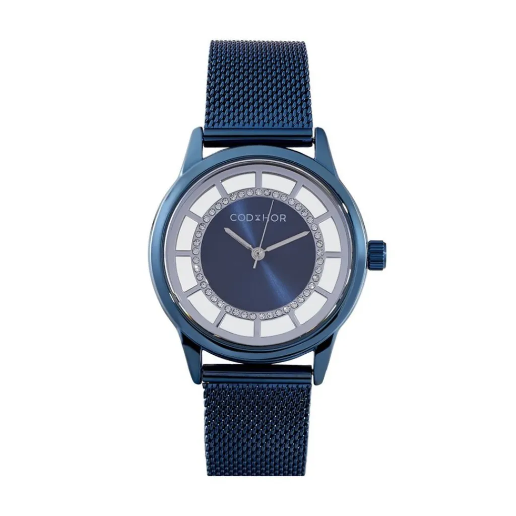 CODHOR Montre Cloe Bleu cadran bleu fond bleu bracelet acier bleu New