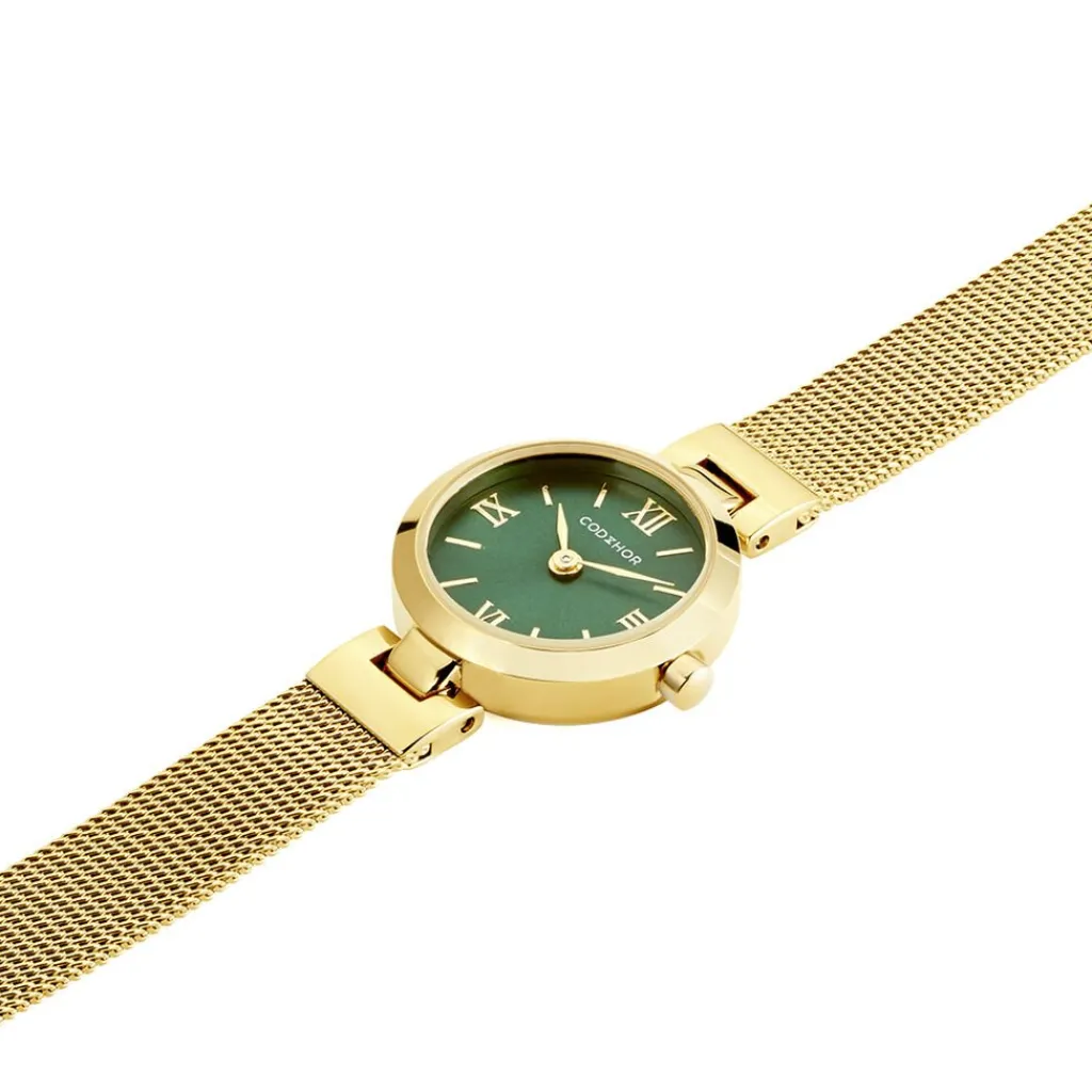 CODHOR Montre Eleonorine Vert cadran doré fond vert bracelet acier doré Best