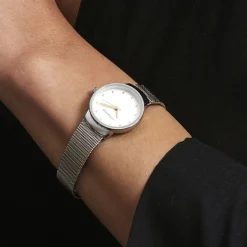 CODHOR Montre Fleur Blanc cadran argenté fond argenté bracelet acier argenté Hot