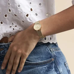 CODHOR Montre Fleur Doré cadran doré fond doré bracelet acier doré Sale