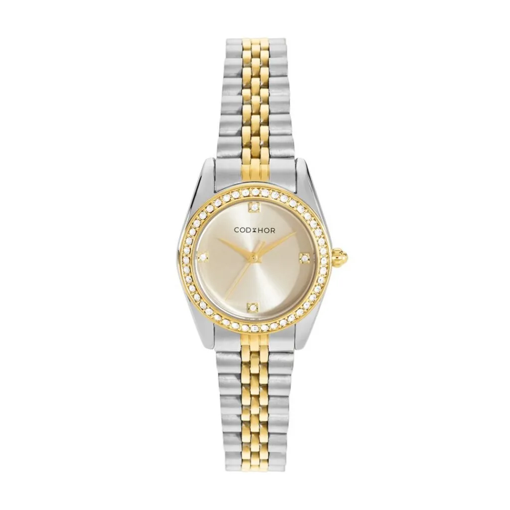 CODHOR Montre Irina Champagne cadran bicolore fond champagne bracelet acier bicolore