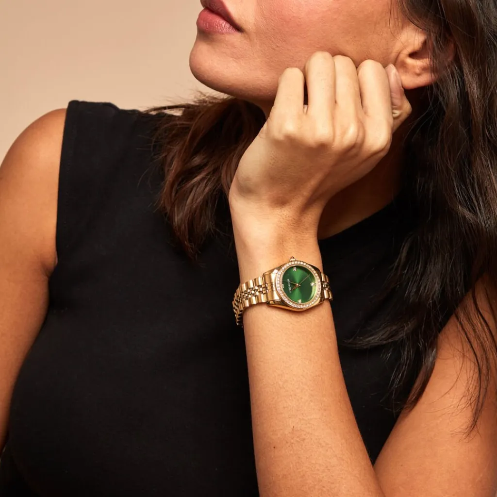CODHOR Montre Irina Vert cadran doré fond vert bracelet acier doré Online