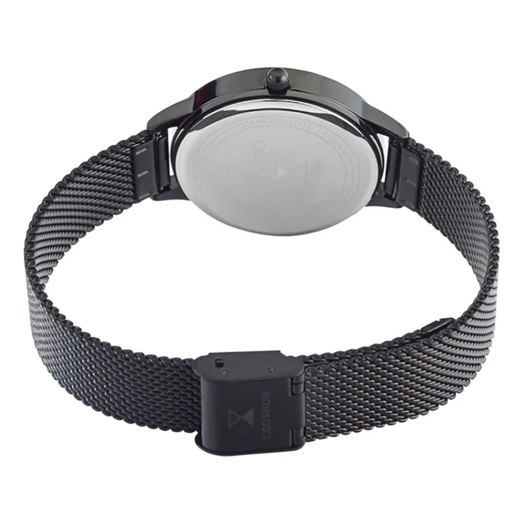 CODHOR Montre Joy Blanc cadran noir fond blanc bracelet acier noir New