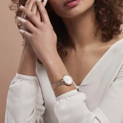 CODHOR Montre Joy Blanc cadran doré rose fond blanc bracelet acier doré rose Sale