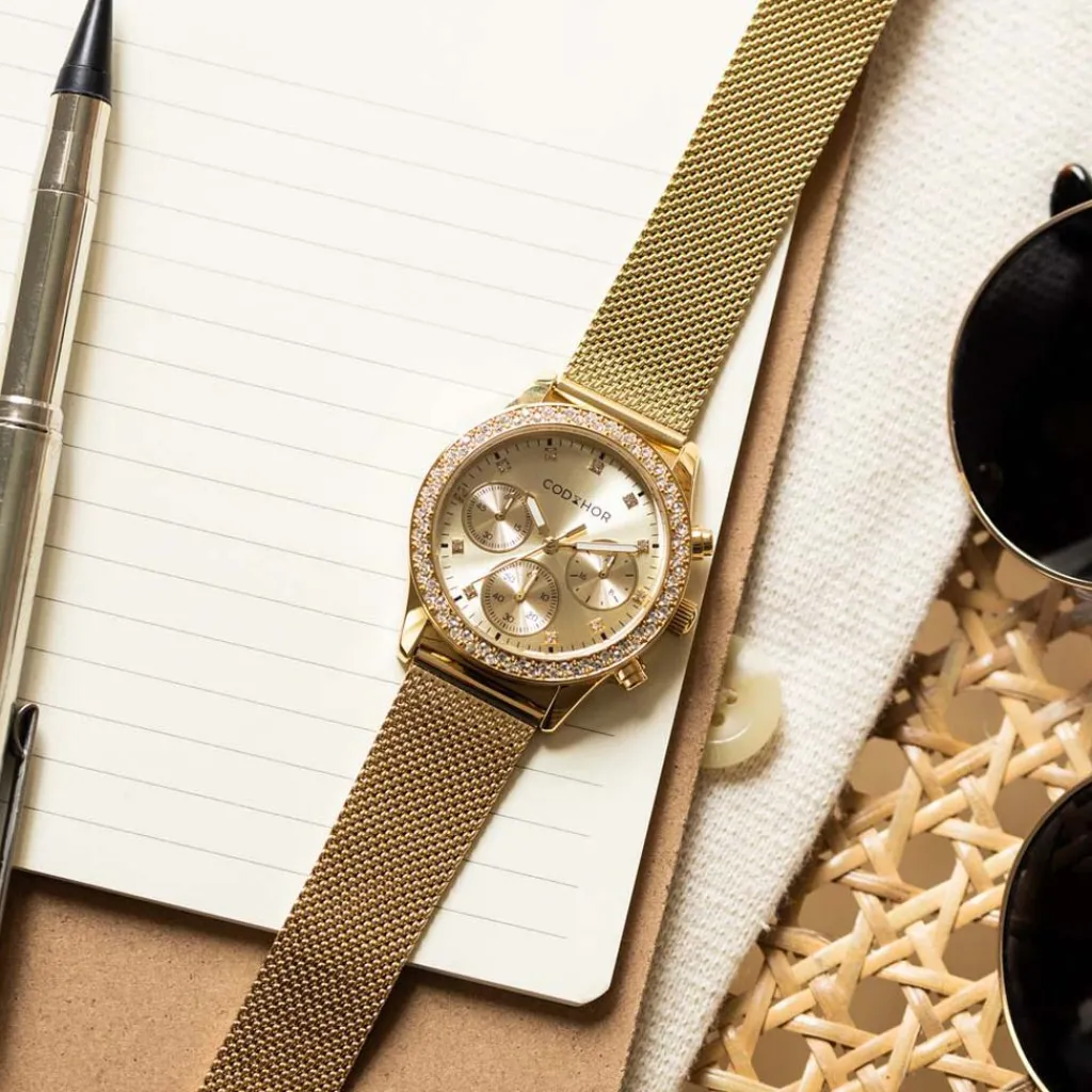 CODHOR Montre Julia Doré cadran doré fond champagne bracelet acier doré Online