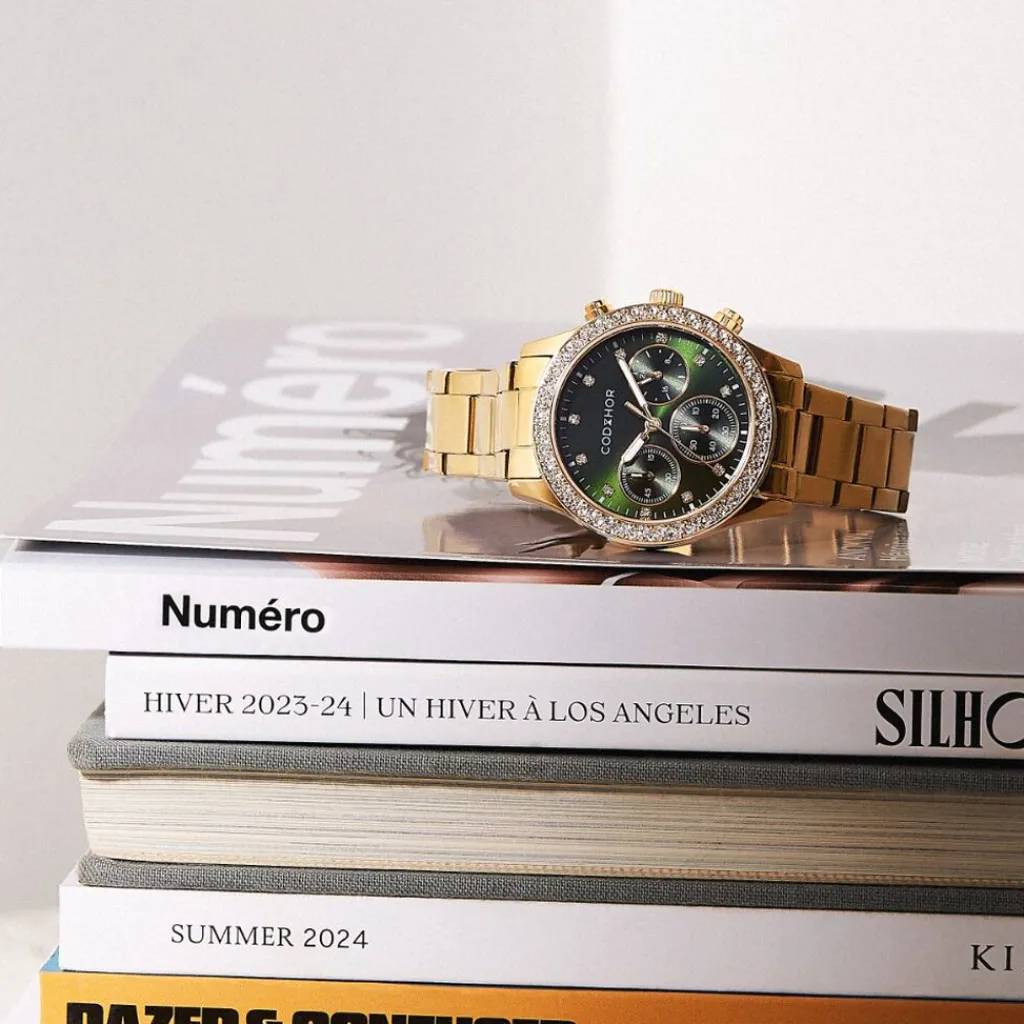 CODHOR Montre Julia Vert cadran doré fond vert bracelet alliage doré Best