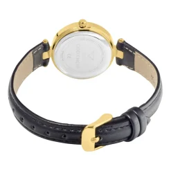 CODHOR Montre Leonie Argenté cadran doré fond argenté bracelet synthétique noir Clearance