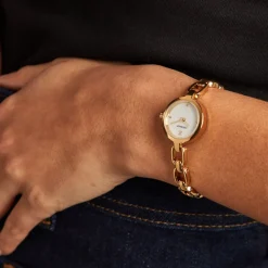 CODHOR Montre Lina Nacre Blanche cadran doré fond nacre blanche bracelet alliage doré Discount