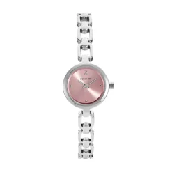 CODHOR Montre Lina Rose cadran argenté fond rose bracelet alliage argenté Best