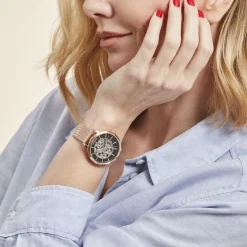 CODHOR Montre Louise Noir cadran doré rose fond noir bracelet acier doré Discount