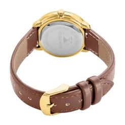 CODHOR Montre Louna Argenté cadran doré fond argenté bracelet synthétique marron Discount