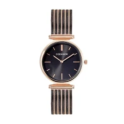 CODHOR Montre Nidia Noir cadran doré rose fond noir bracelet acier noir Sale
