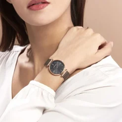 CODHOR Montre Nidia Noir cadran doré rose fond noir bracelet acier noir Sale