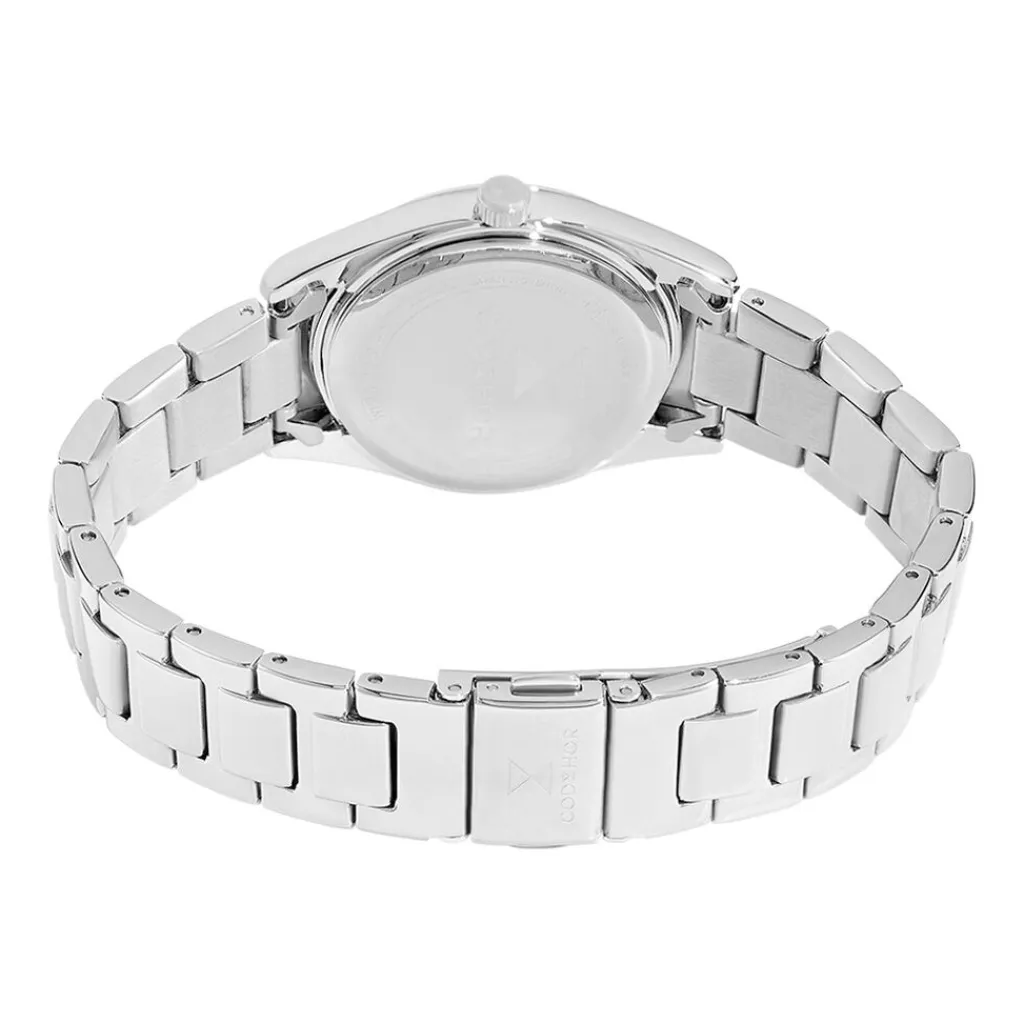 CODHOR Montre Sacha Rose cadran blanc fond rose bracelet acier argenté New
