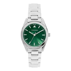 CODHOR Montre Sacha Vert cadran blanc fond vert bracelet acier argenté Outlet