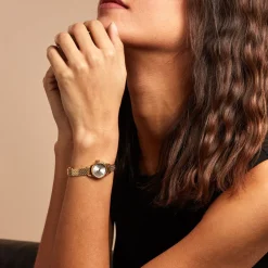 CODHOR Montre Simone Argenté cadran doré fond champagne bracelet acier doré Online