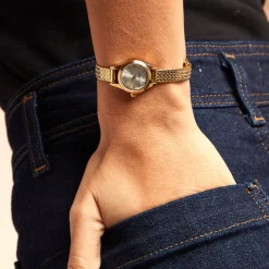 CODHOR Montre Simone Argenté cadran doré fond champagne bracelet acier doré Online