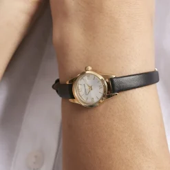 CODHOR Montre Simone Argenté cadran doré fond champagne bracelet synthétique noir