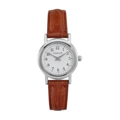 CODHOR Montre Veronique Blanc cadran argenté fond blanc bracelet synthétique marron