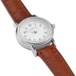 CODHOR Montre Veronique Blanc cadran argenté fond blanc bracelet synthétique marron