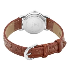 CODHOR Montre Veronique Blanc cadran argenté fond blanc bracelet synthétique marron