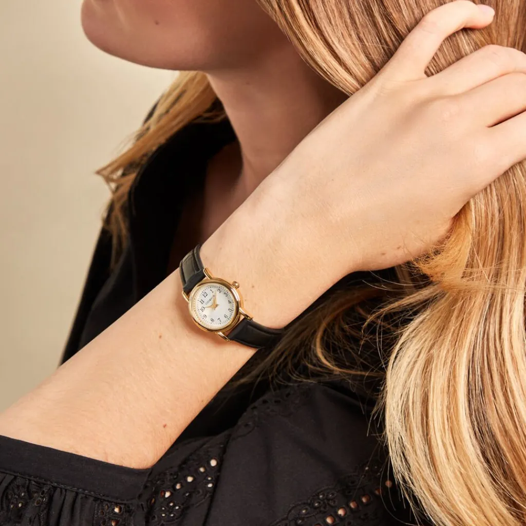 CODHOR Montre Veronique Blanc cadran doré fond blanc bracelet synthétique noir Sale