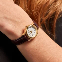 CODHOR Montre Veronique Blanc cadran doré fond blanc bracelet synthétique marron Sale