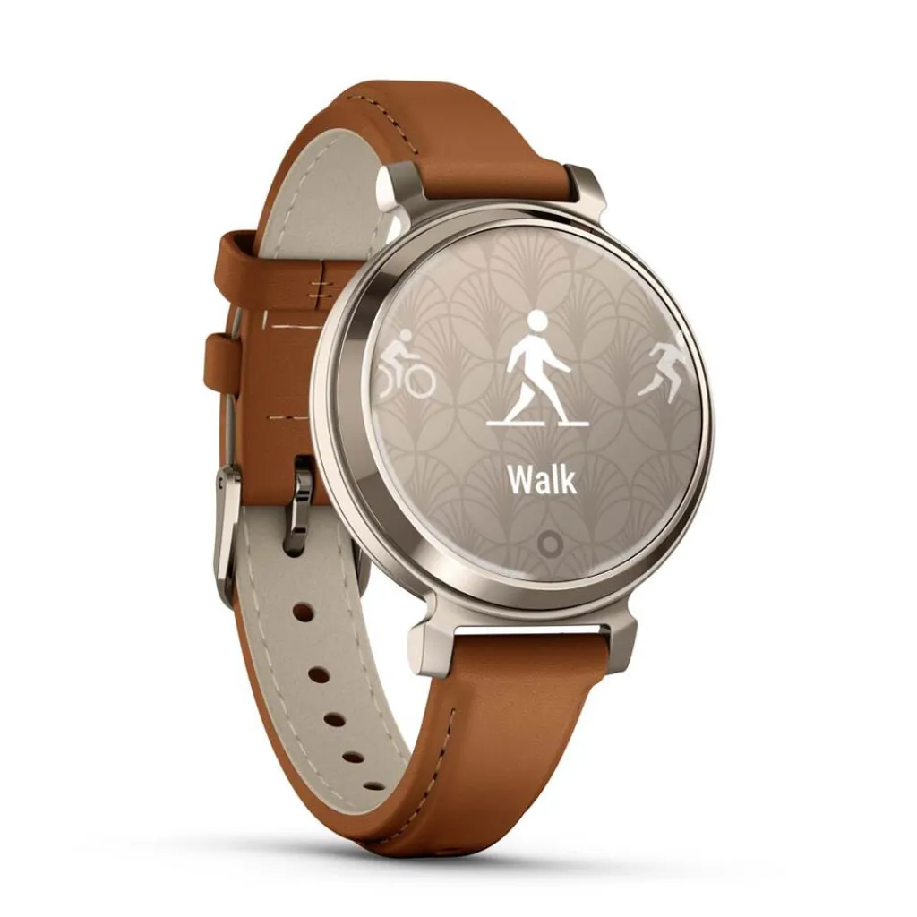 GARMIN Montre Connectée Lily 2 Crème cadran crème fond crème bracelet cuir camel Online