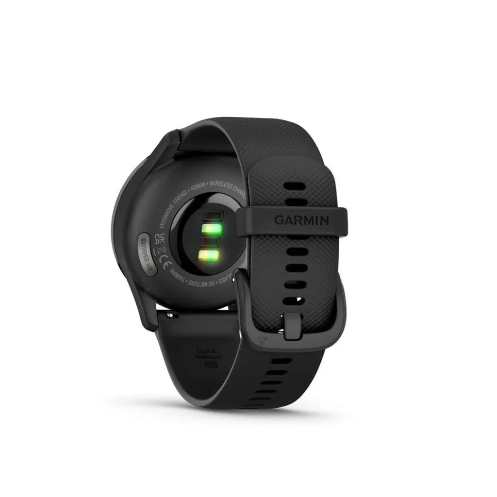 GARMIN Montre Connectée Vivomove Trend cadran noir fond personnalisable bracelet silicone noir Online