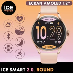ICE WATCH Montre Connectée Smart 2.0 cadran rose bracelet silicone rose New