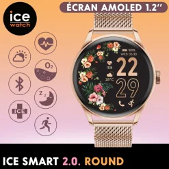 ICE WATCH Montre Connectée Smart 2.0 cadran rose bracelet métal rose Sale