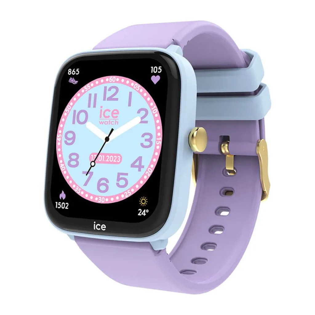 ICE WATCH Montre Connectée Smart Junior 2.0 cadran bleu sky bracelet silicone violet Discount