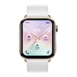 ICE WATCH Montre Connectée Smart 3.0 cadran bicolore doré / rose bracelet plastique blanc Outlet