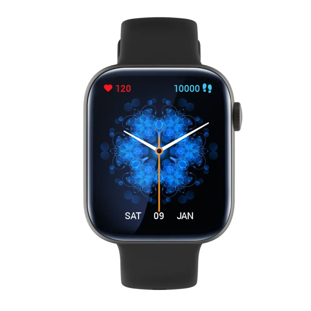 TEKDAY Montre Connectée cadran gris bracelet silicone noir