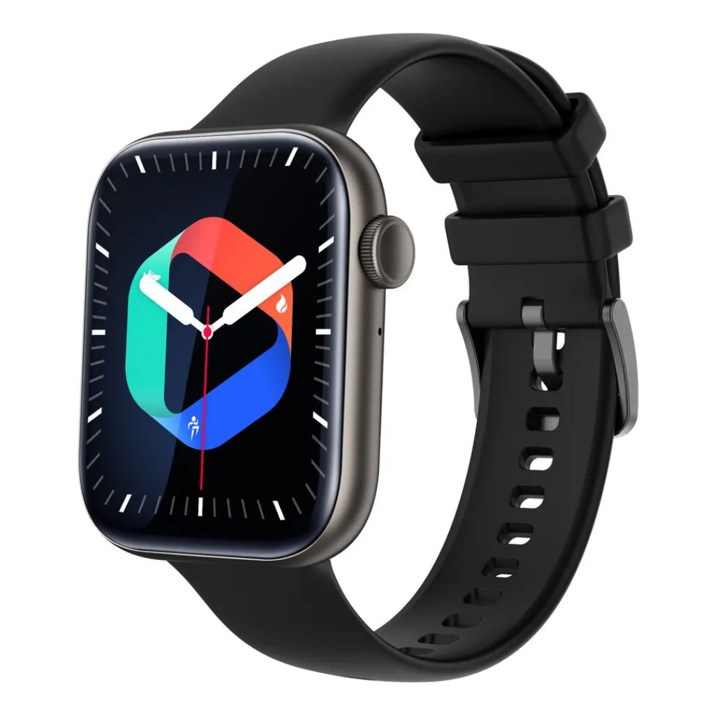 TEKDAY Montre Connectée cadran gris bracelet silicone noir