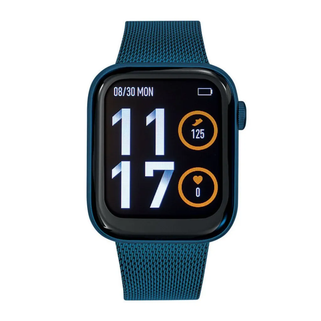 TEKDAY Montre Connectée cadran bleu bracelet acier bleu Discount