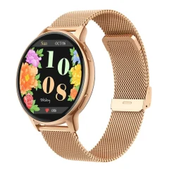 TEKDAY Montre Connectée cadran rose bracelet acier rose New