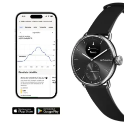 WITHINGS Montre Connectée Scanwatch 2 cadran argenté bracelet silicone noir Outlet