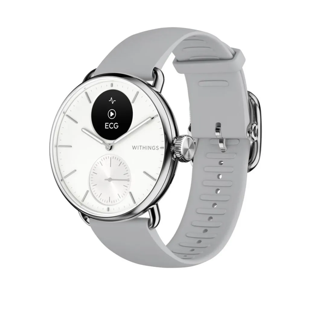 WITHINGS Montre Connectée Scanwatch 2 cadran argenté bracelet silicone gris Sale