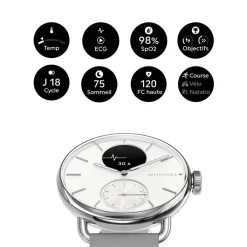 WITHINGS Montre Connectée Scanwatch 2 cadran argenté bracelet silicone gris Sale