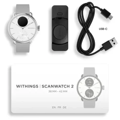 WITHINGS Montre Connectée Scanwatch 2 cadran argenté bracelet silicone gris Sale