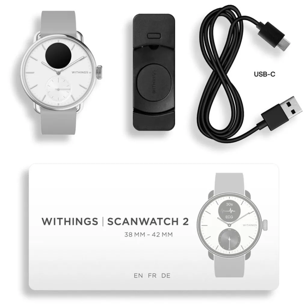 WITHINGS Montre Connectée Scanwatch 2 cadran argenté bracelet silicone gris Sale