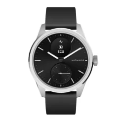 WITHINGS Montre Connectée Scanwatch 2 cadran argenté bracelet silicone noir Discount