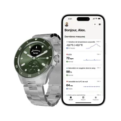 WITHINGS Montre Connectée Scanwatch Nova cadran argenté bracelet acier argenté Best