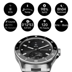 WITHINGS Montre Connectée Scanwatch Nova cadran argenté bracelet acier argenté Outlet