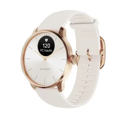 WITHINGS Montre Connectée Scanwatch Light cadran rose bracelet silicone cr&egrave;me Outlet