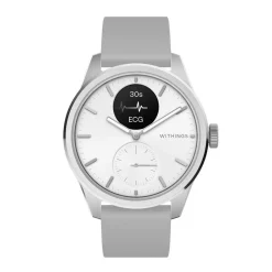 WITHINGS Montre Connectée Scanwatch 2 cadran argenté bracelet silicone gris Outlet